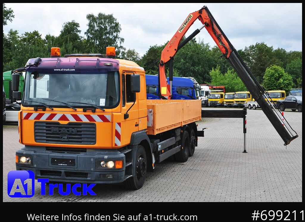 משאית צד נופל/ שטוחה, משאית מנוף MAN MAN F 2000 26.464 Intarder Kran PK 15.500 Funk,: תמונה 13
