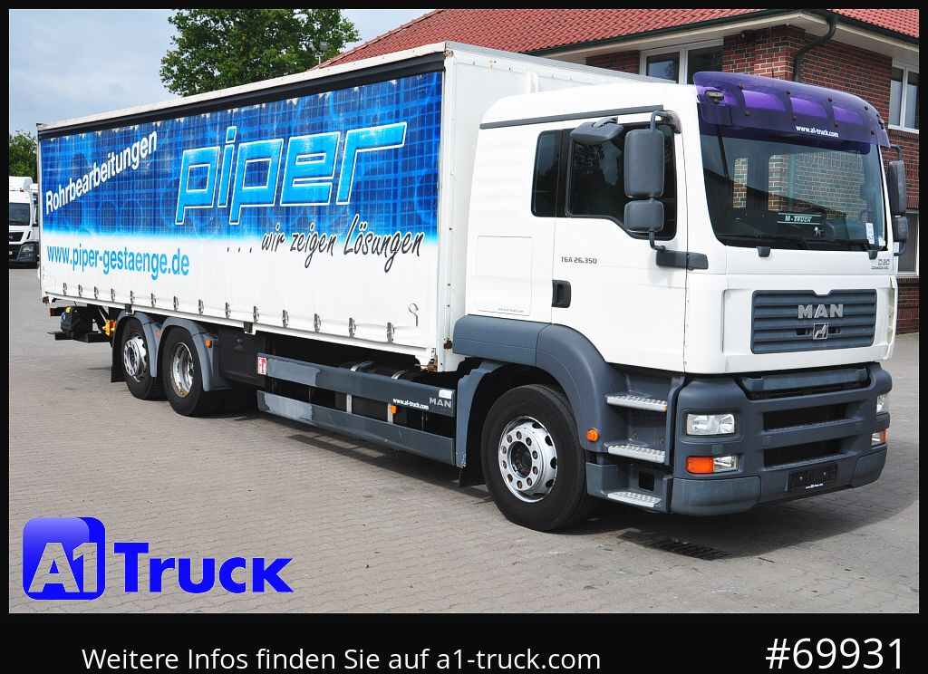 MAN TGA 26.350, Klima, Lenkachse, Ladefläche 9000mm - משאית וילונות צד: תמונה 1 MAN TGA 26.350, Klima, Lenkachse, Ladefläche 9000mm - משאית וילונות צד: תמונה 1