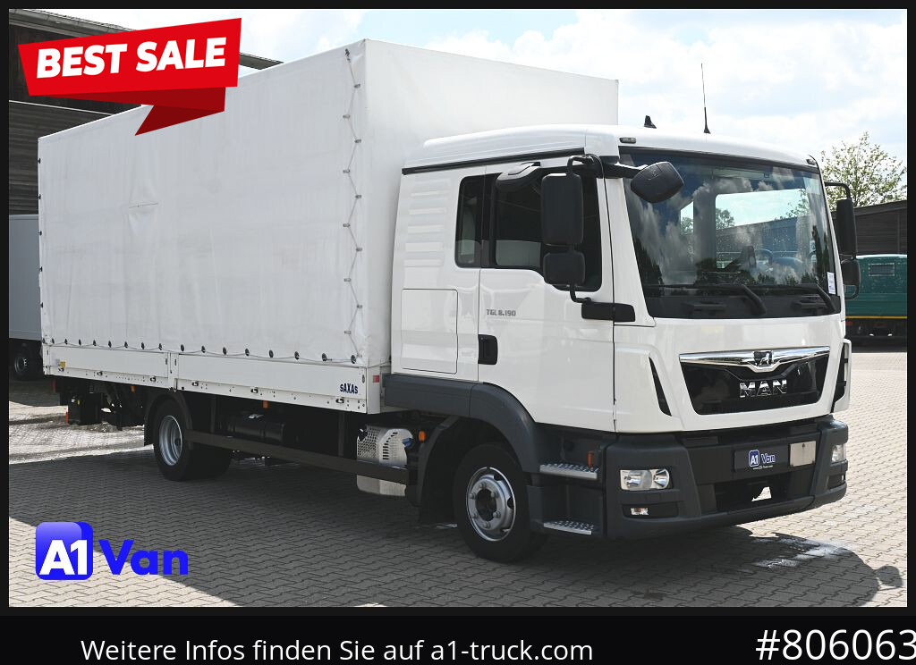 MAN TGL 8.190 4x2 BL Pritsche Plane, LBW, Schlafkabine - משאית וילונות צד: תמונה 1 MAN TGL 8.190 4x2 BL Pritsche Plane, LBW, Schlafkabine - משאית וילונות צד: תמונה 1