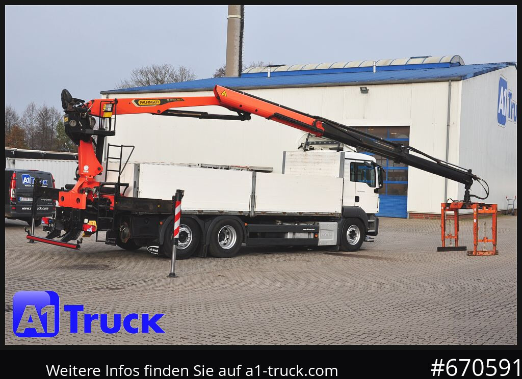 משאית צד נופל/ שטוחה, משאית מנוף MAN TGS 26.440,  Kran PK20.501L Lenkachse,: תמונה 8