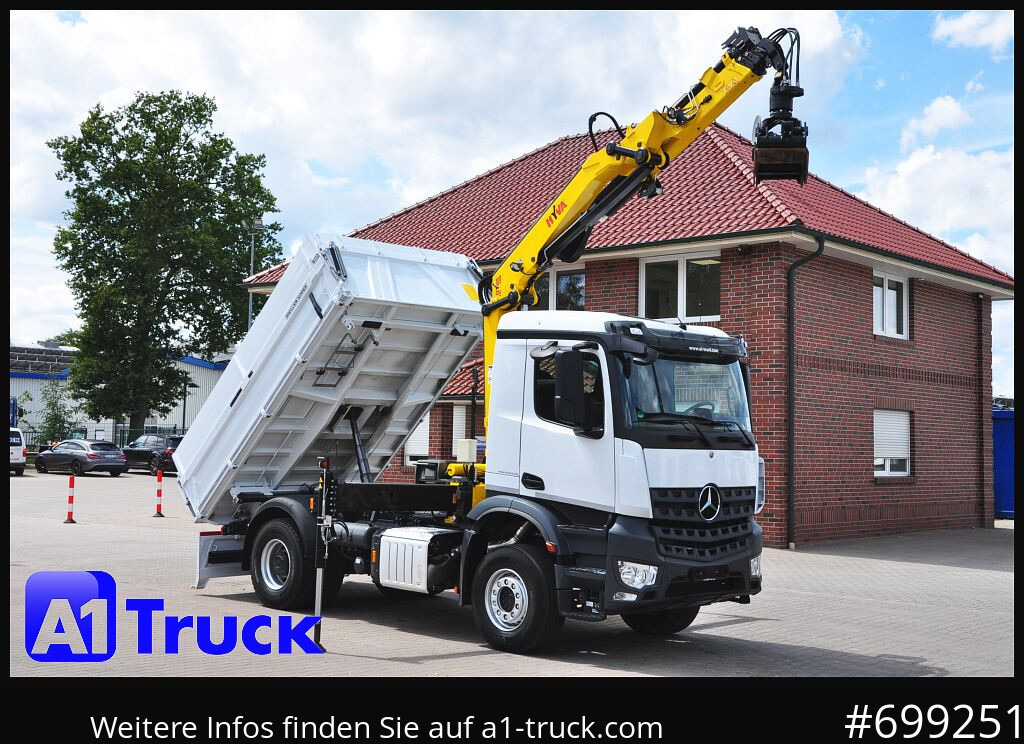 MERCEDES-BENZ Arocs 1840, Kipper + Kran,Funk Navi, - משאית מנוף, מזהיר: תמונה 1 MERCEDES-BENZ Arocs 1840, Kipper + Kran,Funk Navi, - משאית מנוף, מזהיר: תמונה 1