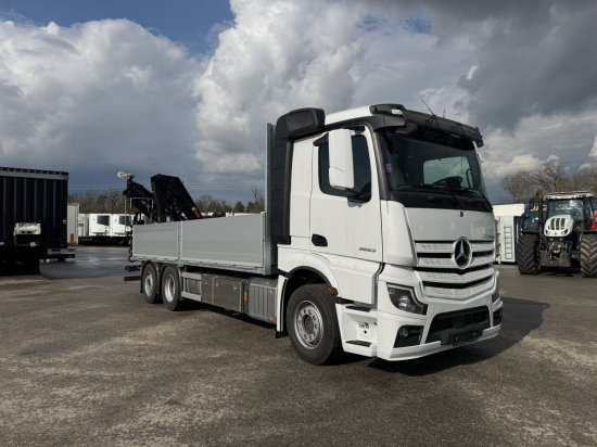 Mercedes-Benz Actros 2653, Retarder, Pritsche, Hiab Hipro 232 ES5 - משאית צד נופל/ שטוחה, משאית מנוף: תמונה 1 Mercedes-Benz Actros 2653, Retarder, Pritsche, Hiab Hipro 232 ES5 - משאית צד נופל/ שטוחה, משאית מנוף: תמונה 1