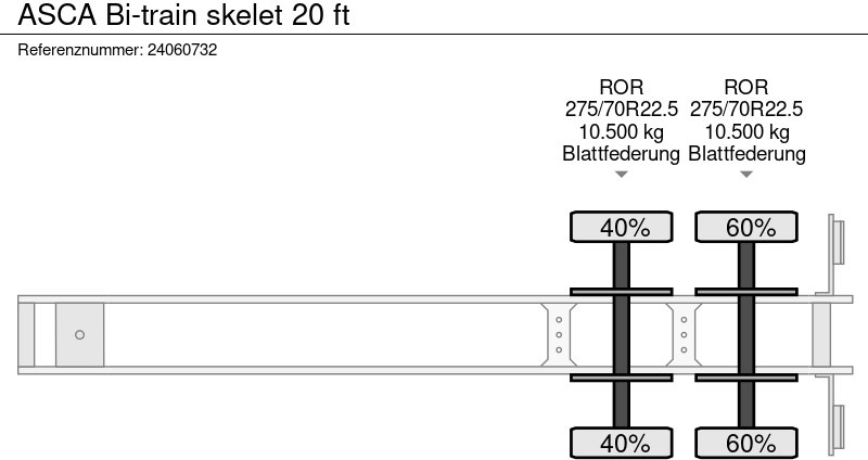 סמיטריילר מוביל מכולות/ החלפת גוף ASCA Bi-train skelet 20 ft: תמונה 13
