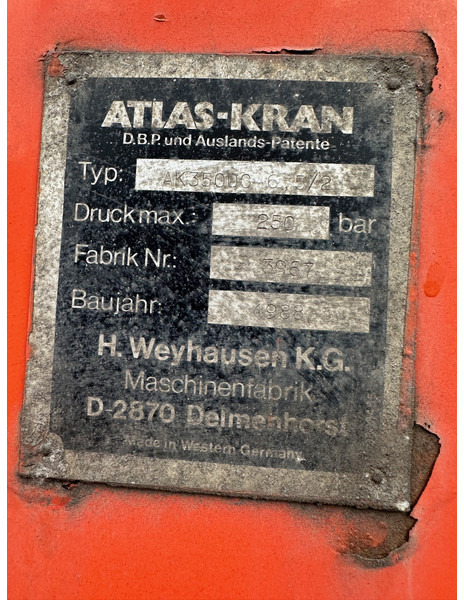 Atlas AK3500C 6.5/2 - עגורן מעמיס עבור משאית: תמונה 2 Atlas AK3500C 6.5/2 - עגורן מעמיס עבור משאית: תמונה 2