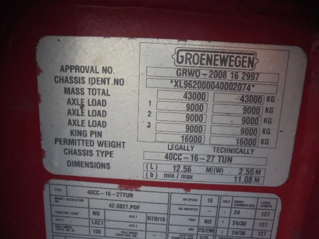 Groenewegen 40CC-16-27TUN - סמיטריילר מוביל מכולות/ החלפת גוף: תמונה 3 Groenewegen 40CC-16-27TUN - סמיטריילר מוביל מכולות/ החלפת גוף: תמונה 3