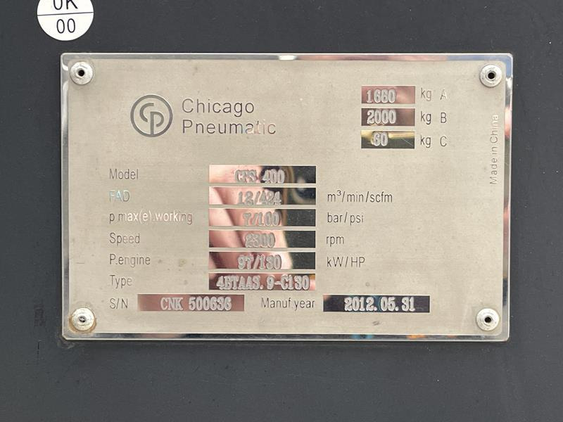 Chicago Pneumatic CPS 400 - מדחס אוויר: תמונה 5 Chicago Pneumatic CPS 400 - מדחס אוויר: תמונה 5