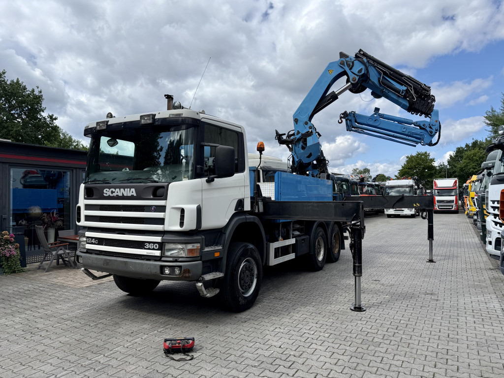 Scania P124 360 6X6 Palfinger 48000 bis 32 Meter - משאית צד נופל/ שטוחה, משאית מנוף: תמונה 1 Scania P124 360 6X6 Palfinger 48000 bis 32 Meter - משאית צד נופל/ שטוחה, משאית מנוף: תמונה 1
