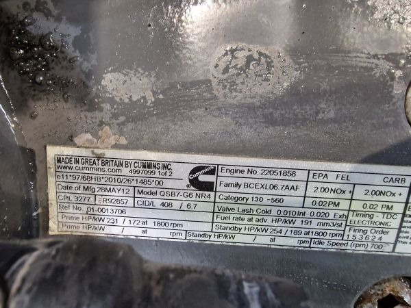 Cummins QSB7-G6 NR4 CPL3277 Engine (Plant) - מנוע עבור מכונת בנייה: תמונה 2 Cummins QSB7-G6 NR4 CPL3277 Engine (Plant) - מנוע עבור מכונת בנייה: תמונה 2