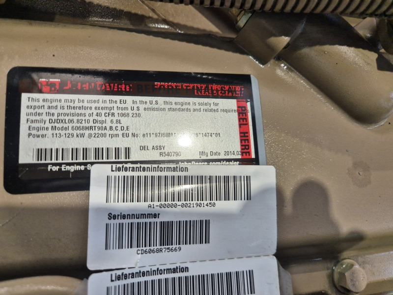 John Deere 6068HRT90 Engine (Agri) - מנוע עבור מכונה חקלאית: תמונה 2 John Deere 6068HRT90 Engine (Agri) - מנוע עבור מכונה חקלאית: תמונה 2