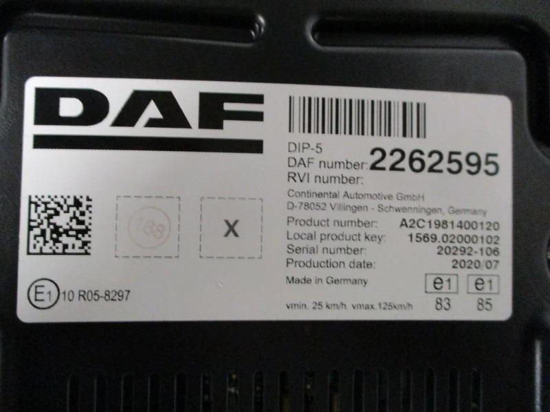 DAF CF410 2262595 INSTRUMENTENPANEEL EURO 6 MODEL 2021 - לוח מחוונים עבור משאית: תמונה 5 DAF CF410 2262595 INSTRUMENTENPANEEL EURO 6 MODEL 2021 - לוח מחוונים עבור משאית: תמונה 5
