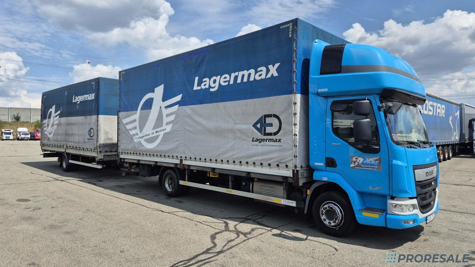 DAF LF 260 FA EURO 6 valník s plachtou + hydraulické čelo - prodejné jen s přívěsem GTS P0471Z - cena je za celou soupravu - משאית וילונות צד: תמונה 1 DAF LF 260 FA EURO 6 valník s plachtou + hydraulické čelo - prodejné jen s přívěsem GTS P0471Z - cena je za celou soupravu - משאית וילונות צד: תמונה 1