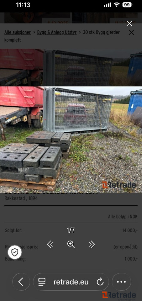 30 stk Bygg gjerder komplett - ציוד בנייה: תמונה 1 30 stk Bygg gjerder komplett - ציוד בנייה: תמונה 1