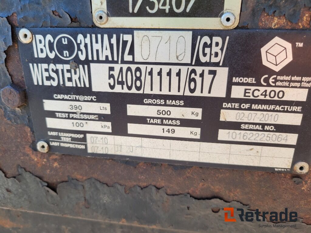 Bränsletank Dieseltank Western EC400 med pump - ציוד בנייה: תמונה 5 Bränsletank Dieseltank Western EC400 med pump - ציוד בנייה: תמונה 5