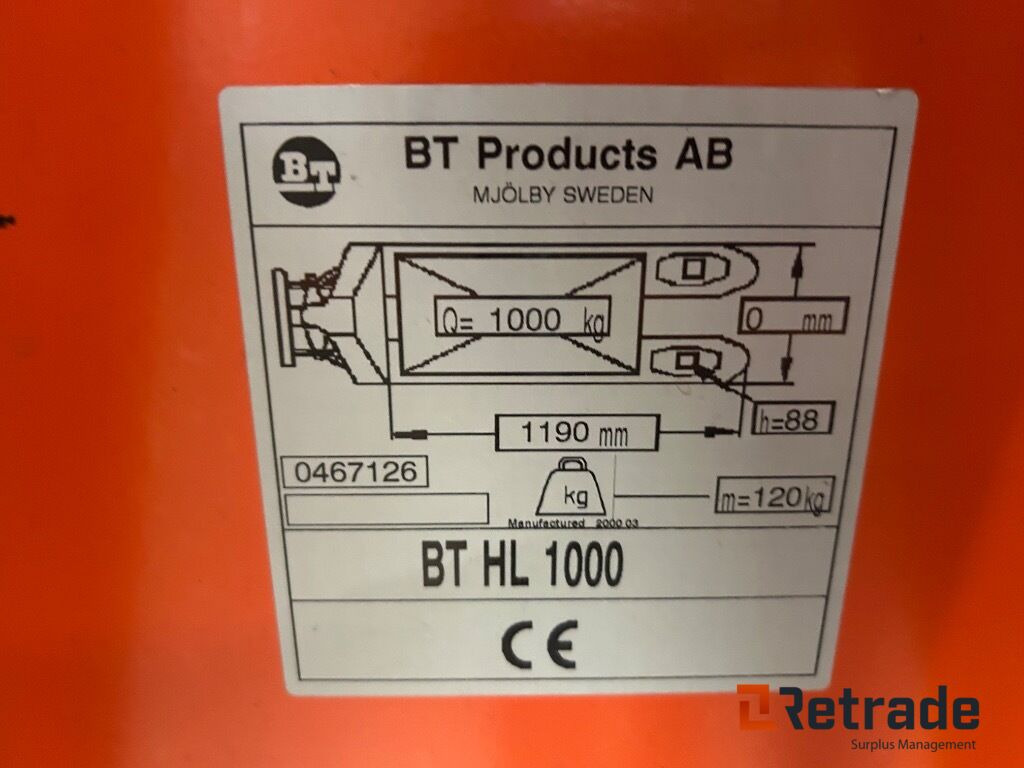 Jekke tralle fra BT HL 1000 - משאית משטחים: תמונה 4 Jekke tralle fra BT HL 1000 - משאית משטחים: תמונה 4