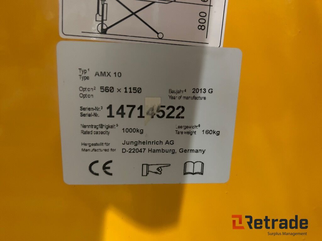 Jekke tralle fra Jungheinrich AX 10 - ציוד מחסן: תמונה 5 Jekke tralle fra Jungheinrich AX 10 - ציוד מחסן: תמונה 5