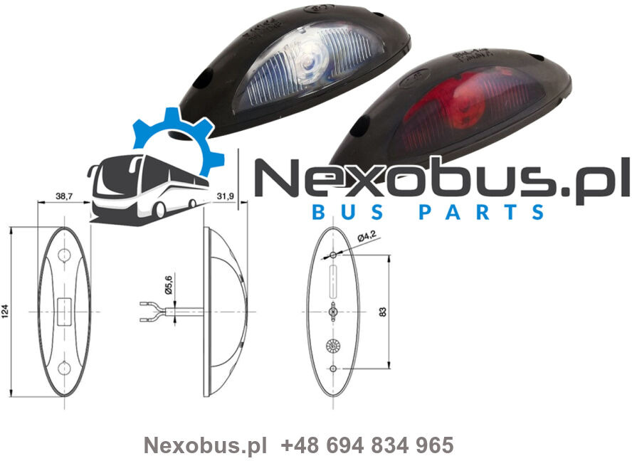 Lampa obrysowa biało-czerwona Mercedes Tourismo Travego Setra 4.. LED zamiennik - אורות/ תאורה עבור אוטובוס: תמונה 1 Lampa obrysowa biało-czerwona Mercedes Tourismo Travego Setra 4.. LED zamiennik - אורות/ תאורה עבור אוטובוס: תמונה 1