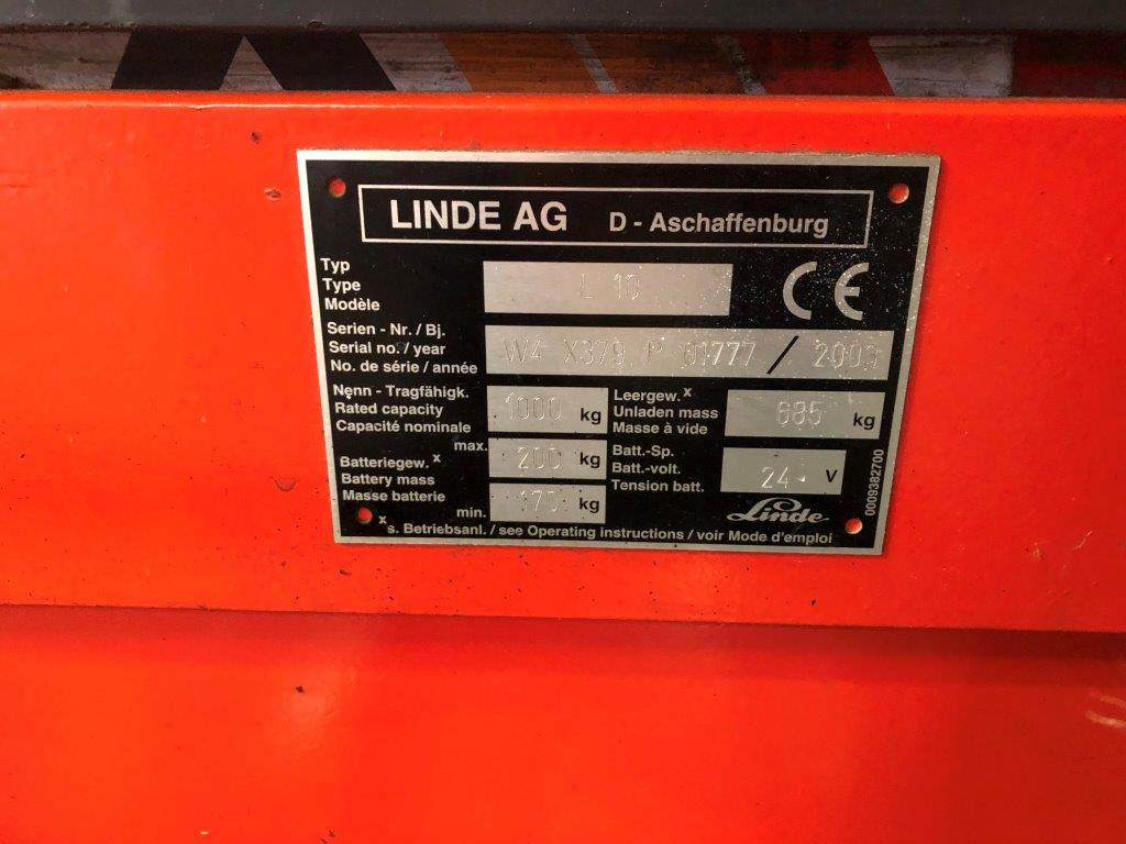 Ant Linde L 10 - high lift truck - stacker - electric pallet truck - pedestrian stacker - מערים: תמונה 3 Ant Linde L 10 - high lift truck - stacker - electric pallet truck - pedestrian stacker - מערים: תמונה 3