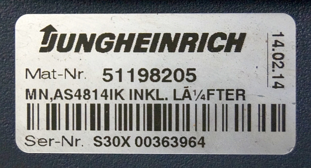 Jungheinrich 51159321 | Rij/hef regeling drive/lifting controller AS4814Ik Index - ECU עבור ציוד לטיפול בחומרים: תמונה 5 Jungheinrich 51159321 | Rij/hef regeling drive/lifting controller AS4814Ik Index - ECU עבור ציוד לטיפול בחומרים: תמונה 5