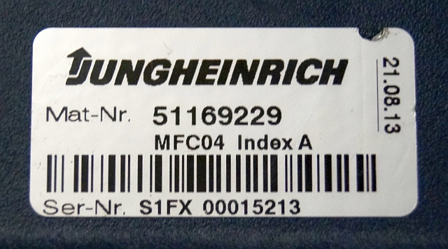 Jungheinrich 51169229 | MFC04 Index A Brake from ETV216 year 2013 sn. S1FX000152 - ECU עבור ציוד לטיפול בחומרים: תמונה 4 Jungheinrich 51169229 | MFC04 Index A Brake from ETV216 year 2013 sn. S1FX000152 - ECU עבור ציוד לטיפול בחומרים: תמונה 4