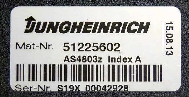 Jungheinrich 51225602 | Stuur regeling steering Controller AS4803 Z index A from - ECU עבור ציוד לטיפול בחומרים: תמונה 3 Jungheinrich 51225602 | Stuur regeling steering Controller AS4803 Z index A from - ECU עבור ציוד לטיפול בחומרים: תמונה 3