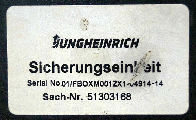 Jungheinrich 51303168 | Zekeringkast Fusebox sn. 01/FBOXM001ZX1-64914-14 - נתיך עבור ציוד לטיפול בחומרים: תמונה 4 Jungheinrich 51303168 | Zekeringkast Fusebox sn. 01/FBOXM001ZX1-64914-14 - נתיך עבור ציוד לטיפול בחומרים: תמונה 4