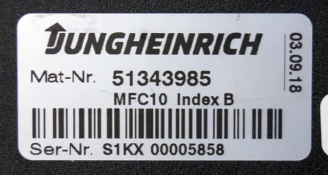 Jungheinrich 51343985 | MFC10 Index B sn. S1KX00005858 from EKS110 year 2018 - ECU עבור ציוד לטיפול בחומרים: תמונה 2 Jungheinrich 51343985 | MFC10 Index B sn. S1KX00005858 from EKS110 year 2018 - ECU עבור ציוד לטיפול בחומרים: תמונה 2