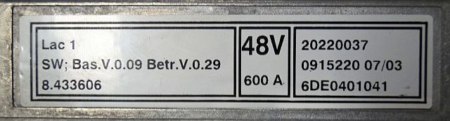 Still 20220037 | Controller set Lac1 sw. Bas V0.09 Betr V0,29 48V/600A Sn. 6DE04 - ECU עבור ציוד לטיפול בחומרים: תמונה 4 Still 20220037 | Controller set Lac1 sw. Bas V0.09 Betr V0,29 48V/600A Sn. 6DE04 - ECU עבור ציוד לטיפול בחומרים: תמונה 4