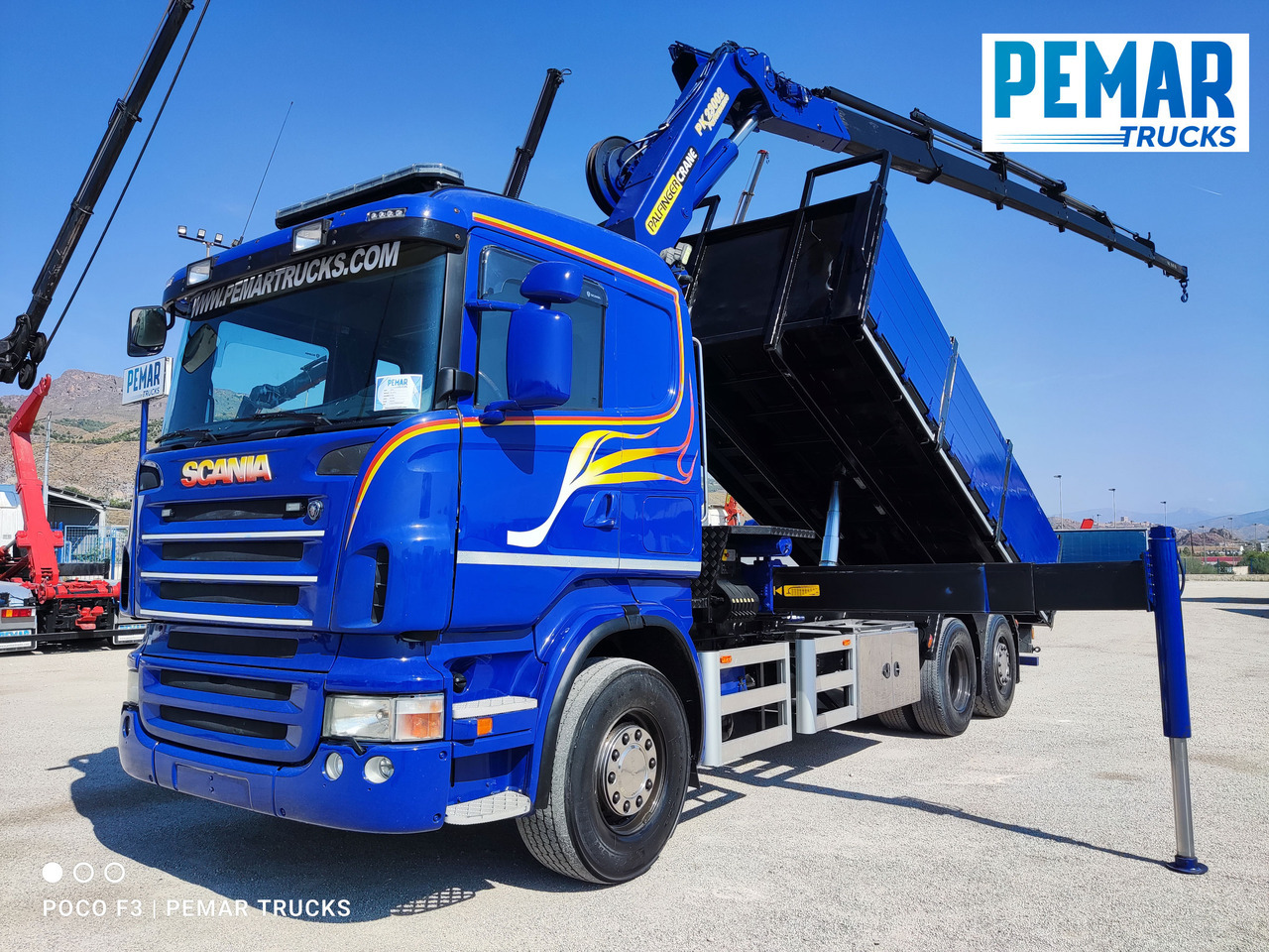 SCANIA R 420 6X2 GRUA PALFINGER PK 23002 BASCULANTE - מזהיר, משאית מנוף: תמונה 1 SCANIA R 420 6X2 GRUA PALFINGER PK 23002 BASCULANTE - מזהיר, משאית מנוף: תמונה 1