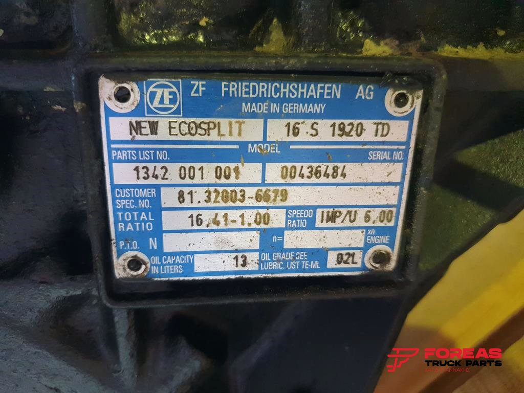 תיבת הילוכים עבור משאית ZF NEW ECOSPLIT 16S 1920 TD FOR MAN TGA - WITH INTARDER: תמונה 7