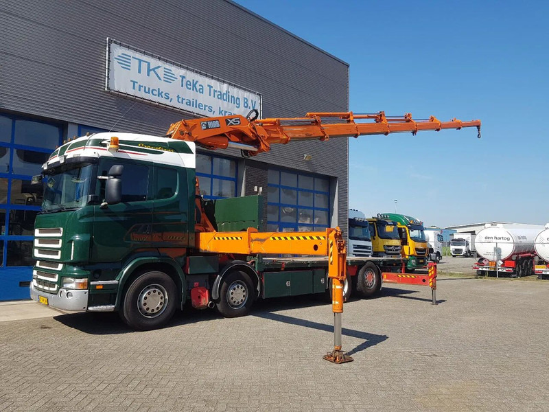 Scania R420 8x2 HIAB 800E-7 Hipro 80 ton/meter Winch Retarder - משאית צד נופל/ שטוחה: תמונה 1 Scania R420 8x2 HIAB 800E-7 Hipro 80 ton/meter Winch Retarder - משאית צד נופל/ שטוחה: תמונה 1