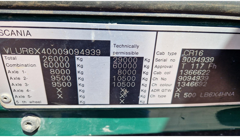 משאית מערכת כבלים Scania R500 6X4: תמונה 13