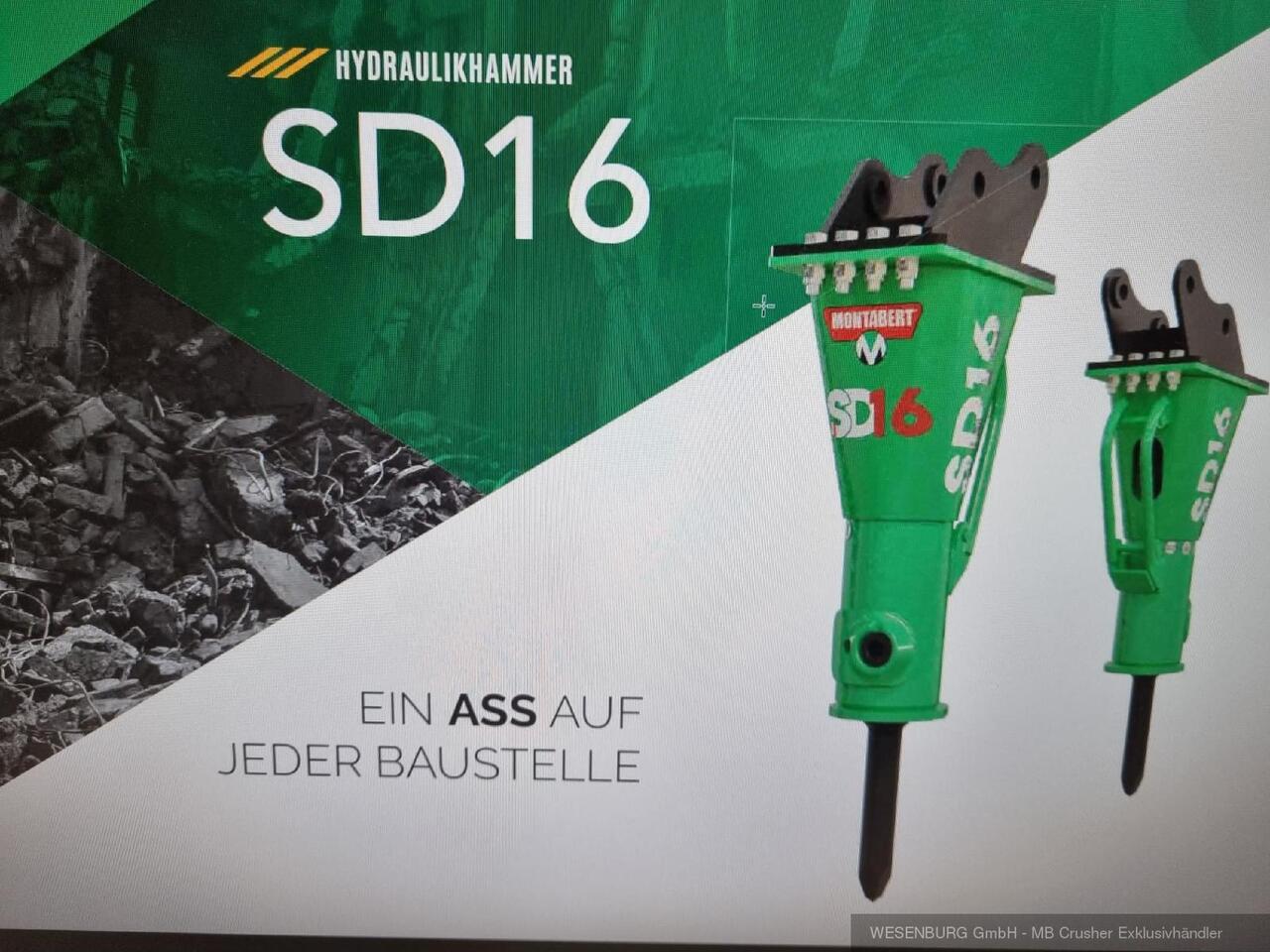 Montabert Hydraulikhammer SD16 Trägerklasse: 1,5 - 3,7 t - פטיש הידרולי עבור מכונת בנייה: תמונה 1 Montabert Hydraulikhammer SD16 Trägerklasse: 1,5 - 3,7 t - פטיש הידרולי עבור מכונת בנייה: תמונה 1