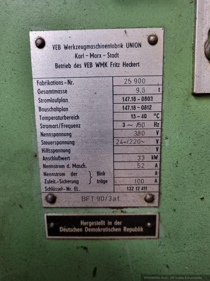 WMW Tischbohr- und Fäswerk UNION BFT 90-3 - כלי מכונה: תמונה 5 WMW Tischbohr- und Fäswerk UNION BFT 90-3 - כלי מכונה: תמונה 5