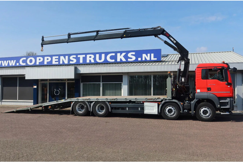 משאית הובלה אוטומטית, משאית מנוף MAN TGS 35.360 8x2 Oprijwagen + HIAB 228 E 3 kraan. Radio grafisch + winch: תמונה 20