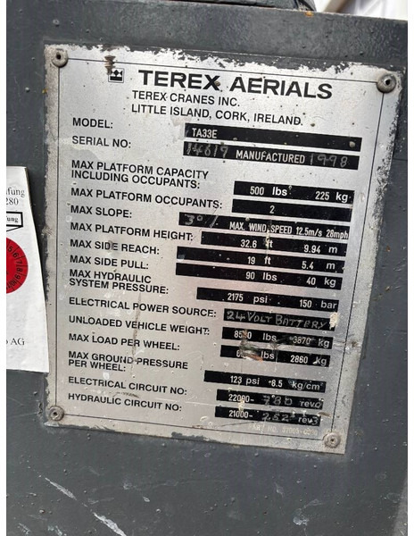 Terex TA33E 12m Elektro Gelenk-Teleskop-Arbeitsbühne - זרוע מרפקי: תמונה 4 Terex TA33E 12m Elektro Gelenk-Teleskop-Arbeitsbühne - זרוע מרפקי: תמונה 4