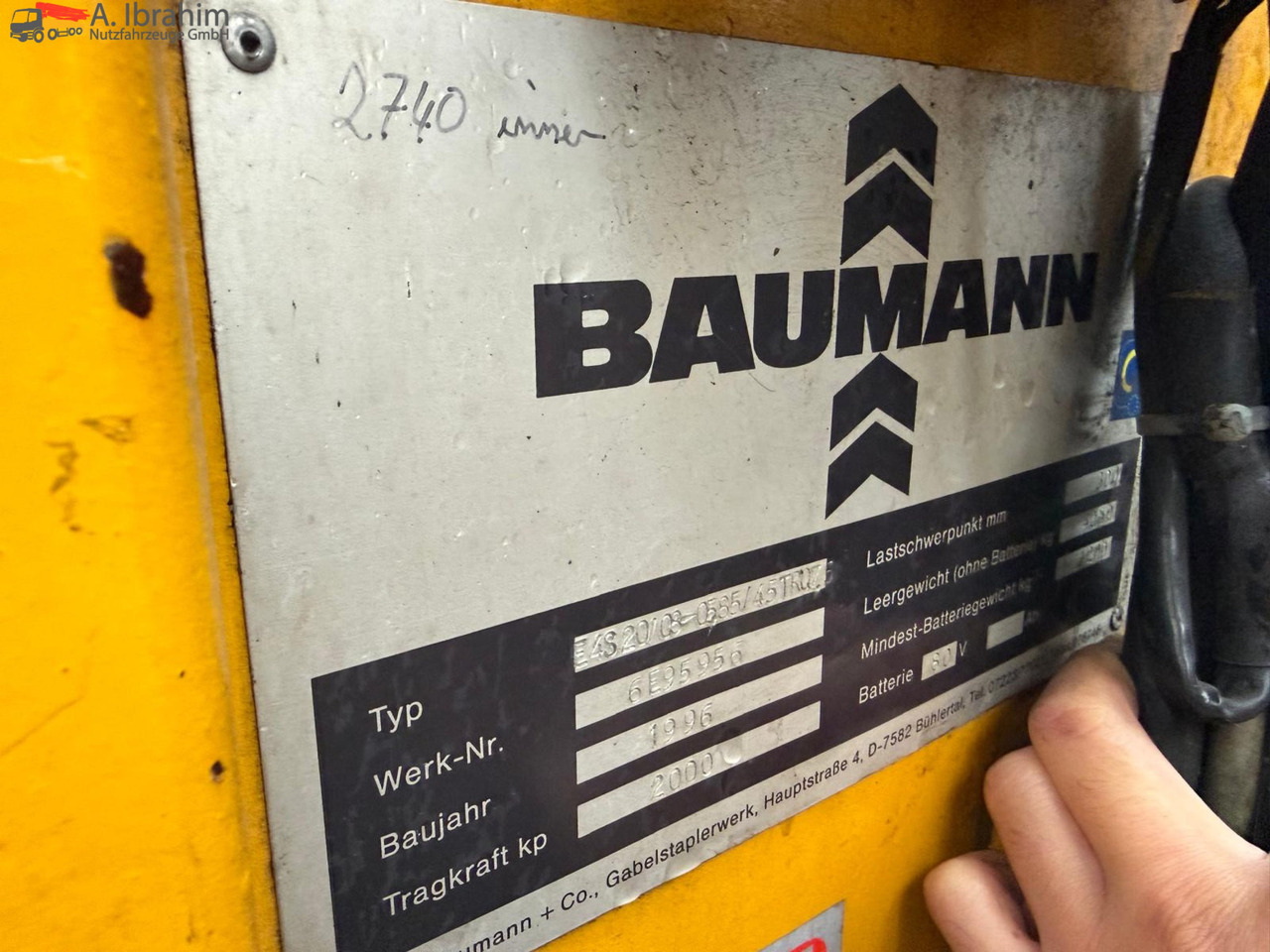 Baumann E 4S20/08 Elektrostapler | 2000 Kg Tragkraft | 80V Batterien - מעמיס צד: תמונה 3 Baumann E 4S20/08 Elektrostapler | 2000 Kg Tragkraft | 80V Batterien - מעמיס צד: תמונה 3