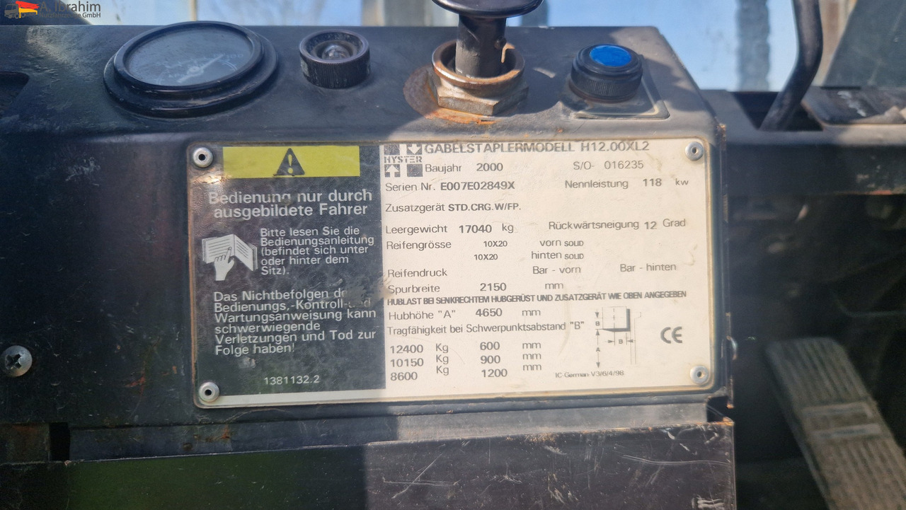 Hyster H 12.00 XL2 12t Stapler Hubkraft | Top Zustand - מלגזת סולר: תמונה 3 Hyster H 12.00 XL2 12t Stapler Hubkraft | Top Zustand - מלגזת סולר: תמונה 3