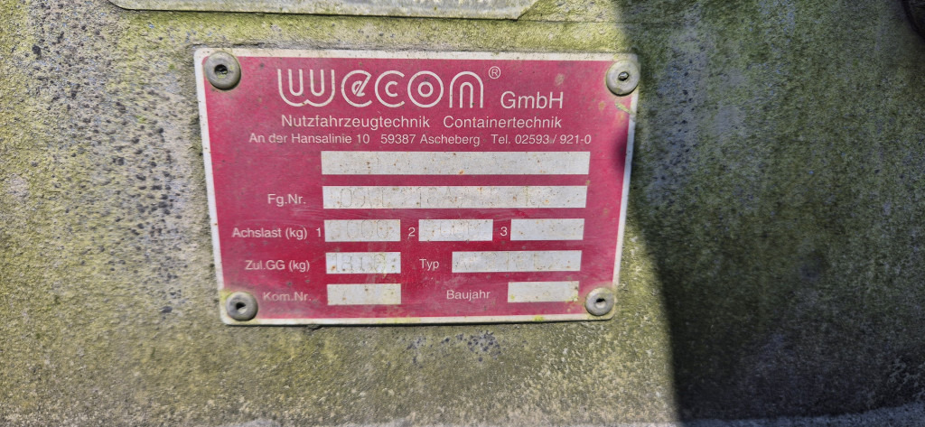Wecon AW 218 LZ verzinkter Rahem - קרון נגרר מוביל מכולות/ החלפת גוף: תמונה 4 Wecon AW 218 LZ verzinkter Rahem - קרון נגרר מוביל מכולות/ החלפת גוף: תמונה 4