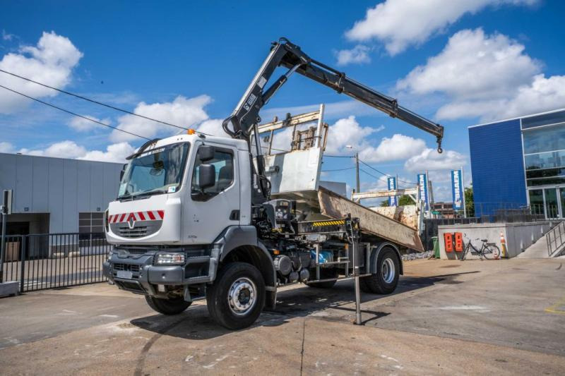Renault KERAX 370 DXI + TRI BENNE+HIAB 16t/m + 2 EXT - מזהיר, משאית מנוף: תמונה 1 Renault KERAX 370 DXI + TRI BENNE+HIAB 16t/m + 2 EXT - מזהיר, משאית מנוף: תמונה 1
