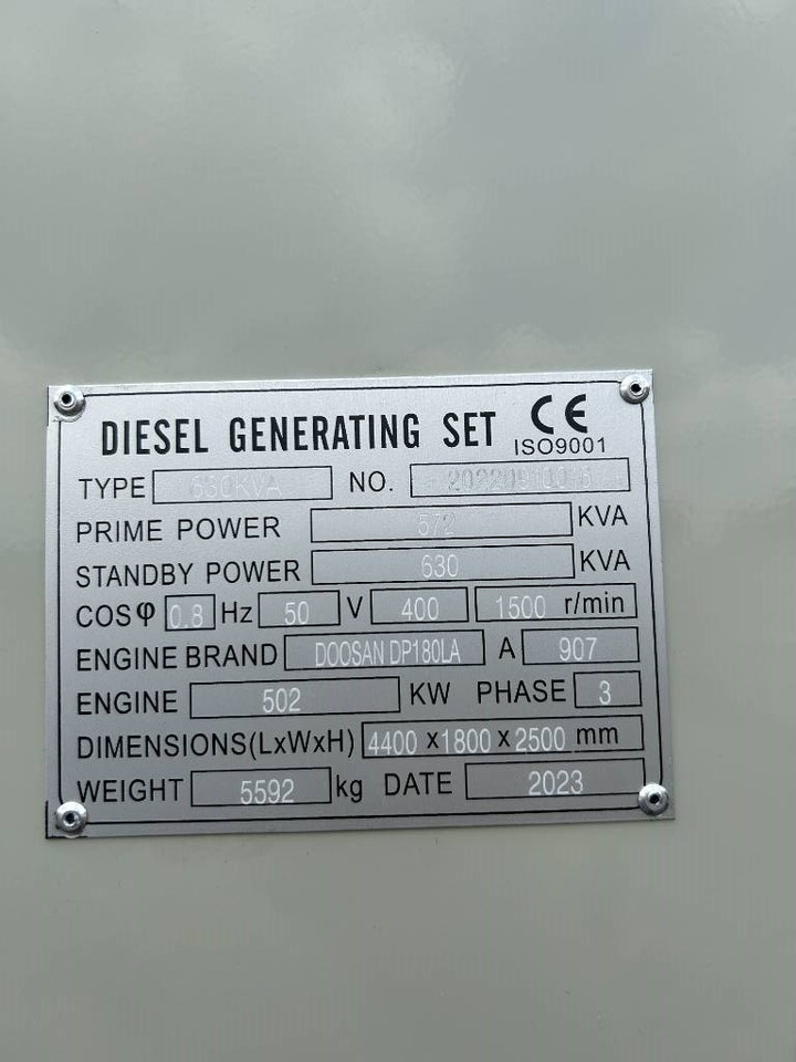 Doosan DP180LA - 630 kVA Generator - DPX-19856 - ערכת גנרטורים: תמונה 4 Doosan DP180LA - 630 kVA Generator - DPX-19856 - ערכת גנרטורים: תמונה 4