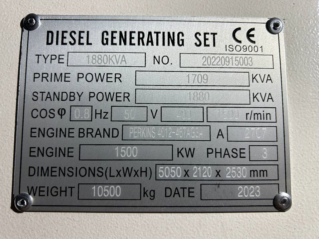 Perkins 4012-46TAG3A - 1.880 kVA Generator - DPX-19824-O - ערכת גנרטורים: תמונה 4 Perkins 4012-46TAG3A - 1.880 kVA Generator - DPX-19824-O - ערכת גנרטורים: תמונה 4