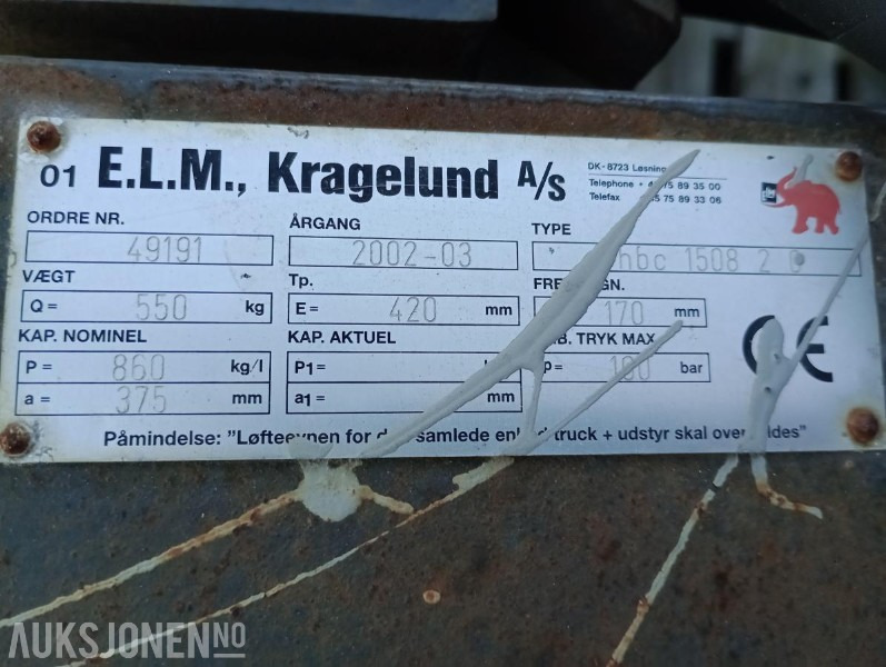 2002 E.L.M Hydralisk Klemaggregat - צרופה עבור מכונת בנייה: תמונה 5 2002 E.L.M Hydralisk Klemaggregat - צרופה עבור מכונת בנייה: תמונה 5