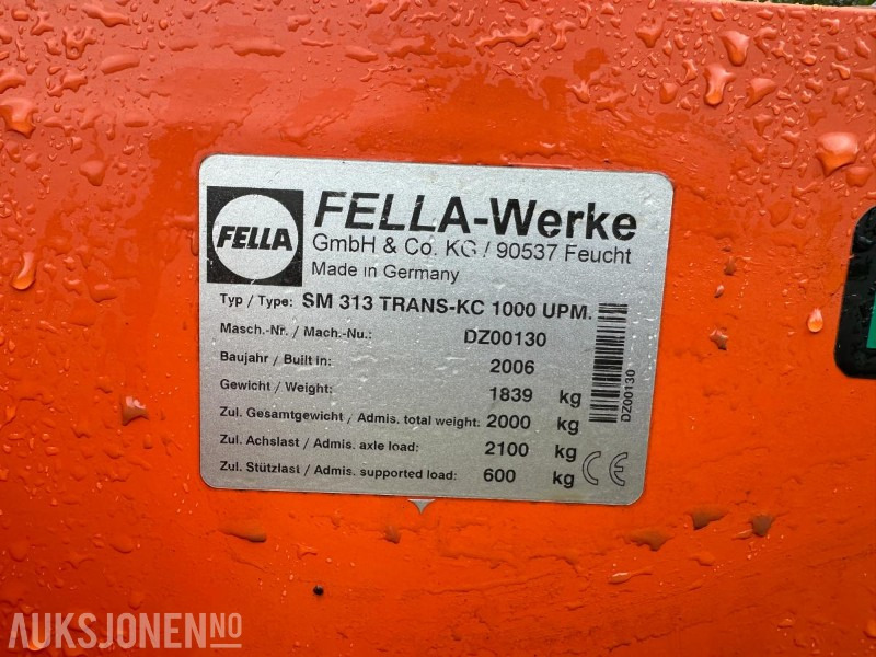 2006 FELLA-Werke SM313TRANS-KC 1000UPM - SLÅMASKIN - מכונה חקלאית: תמונה 2 2006 FELLA-Werke SM313TRANS-KC 1000UPM - SLÅMASKIN - מכונה חקלאית: תמונה 2