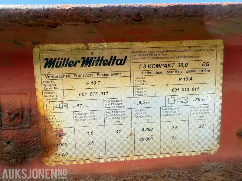 2007 Muller Mitteltal T 3 kompakt maskintralle - Blir EU OK - קרון נגרר: תמונה 5 2007 Muller Mitteltal T 3 kompakt maskintralle - Blir EU OK - קרון נגרר: תמונה 5