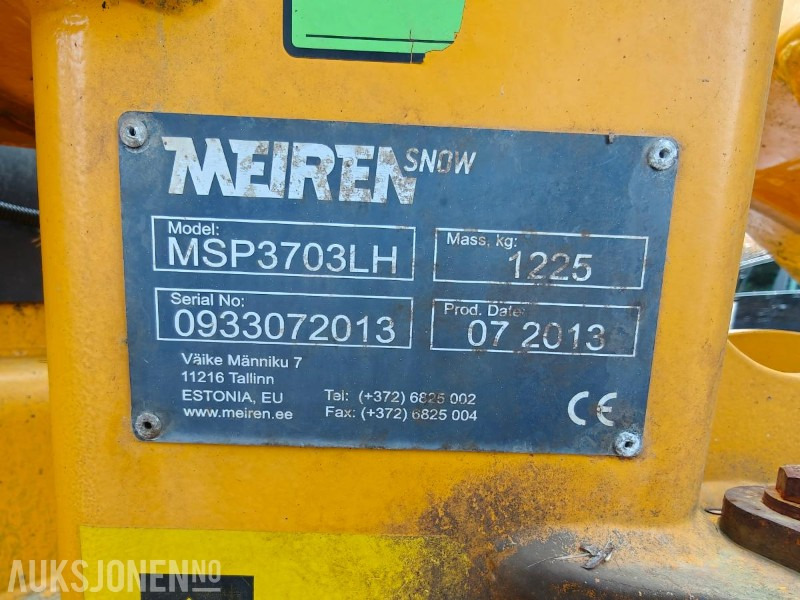 2013 Meiren MSP3703 LH - Snøplog med slapseskjær og parallellogram - משאית: תמונה 2 2013 Meiren MSP3703 LH - Snøplog med slapseskjær og parallellogram - משאית: תמונה 2