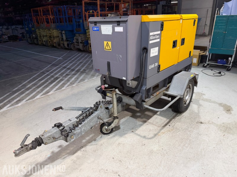2014 Atlas Copco QAS 20 TR tilhengermontert aggregat - 20 KVA / 16 kW - ציוד בנייה: תמונה 1 2014 Atlas Copco QAS 20 TR tilhengermontert aggregat - 20 KVA / 16 kW - ציוד בנייה: תמונה 1