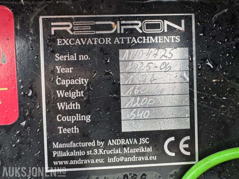 2025 Redron S40 hydraulisk pusseskuffe, 1200 mm bredde, 150 liter - צרופה עבור מכונת בנייה: תמונה 4 2025 Redron S40 hydraulisk pusseskuffe, 1200 mm bredde, 150 liter - צרופה עבור מכונת בנייה: תמונה 4