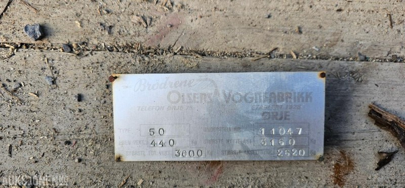 Olsen vognfabrikk Type 50 3600kg traktorhenger med tipp - מסיר פסולת/ קרון נגרר חקלאי: תמונה 4 Olsen vognfabrikk Type 50 3600kg traktorhenger med tipp - מסיר פסולת/ קרון נגרר חקלאי: תמונה 4