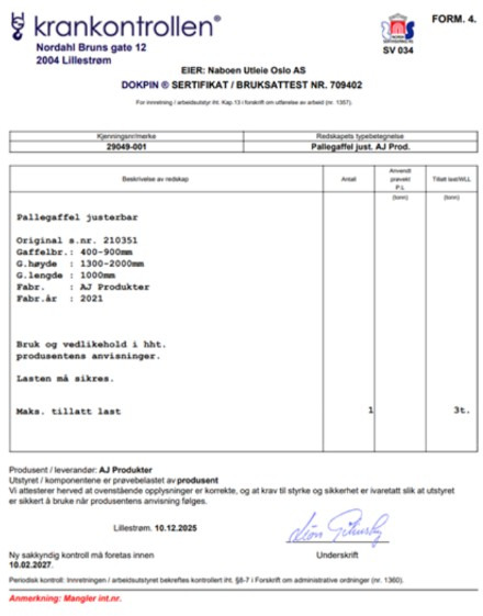 Pallegafler til håndtering av paller med kran / Kapasitet 3000 kg - צרופה עבור מכונת בנייה: תמונה 3 Pallegafler til håndtering av paller med kran / Kapasitet 3000 kg - צרופה עבור מכונת בנייה: תמונה 3