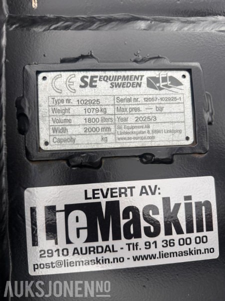 SE Gallerskuffe S70 1800L - צרופה עבור מכונת בנייה: תמונה 3 SE Gallerskuffe S70 1800L - צרופה עבור מכונת בנייה: תמונה 3